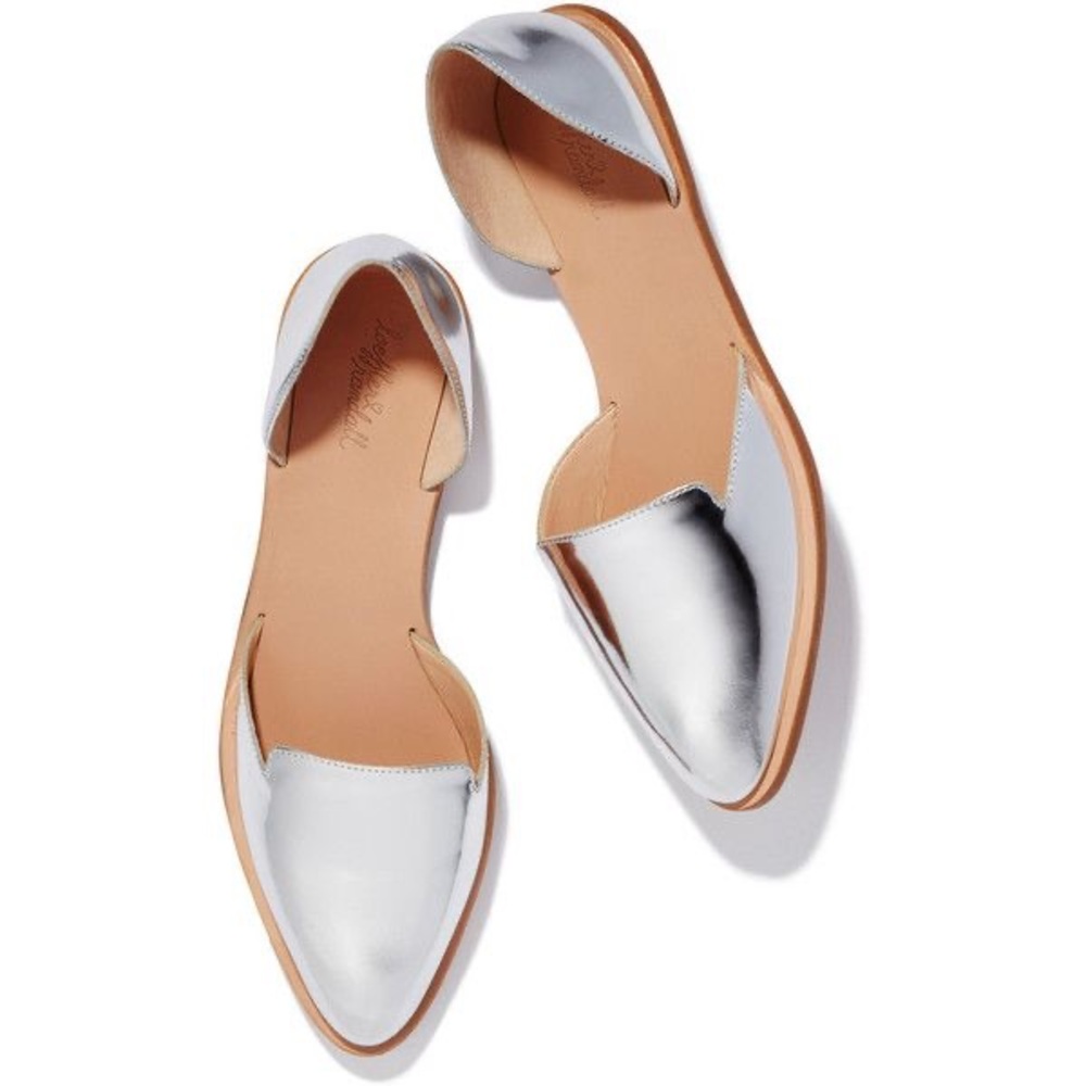 Loeffler Randall Prue Metallic d’Orsay Silver Flats size 10